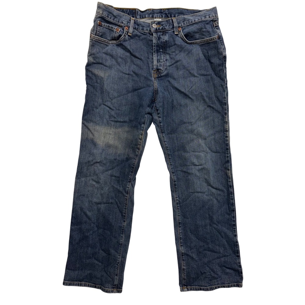 Lucky Brand Dungarees Mens 32 Lowrise Bootcut Jeans Blue Denim Made in USA